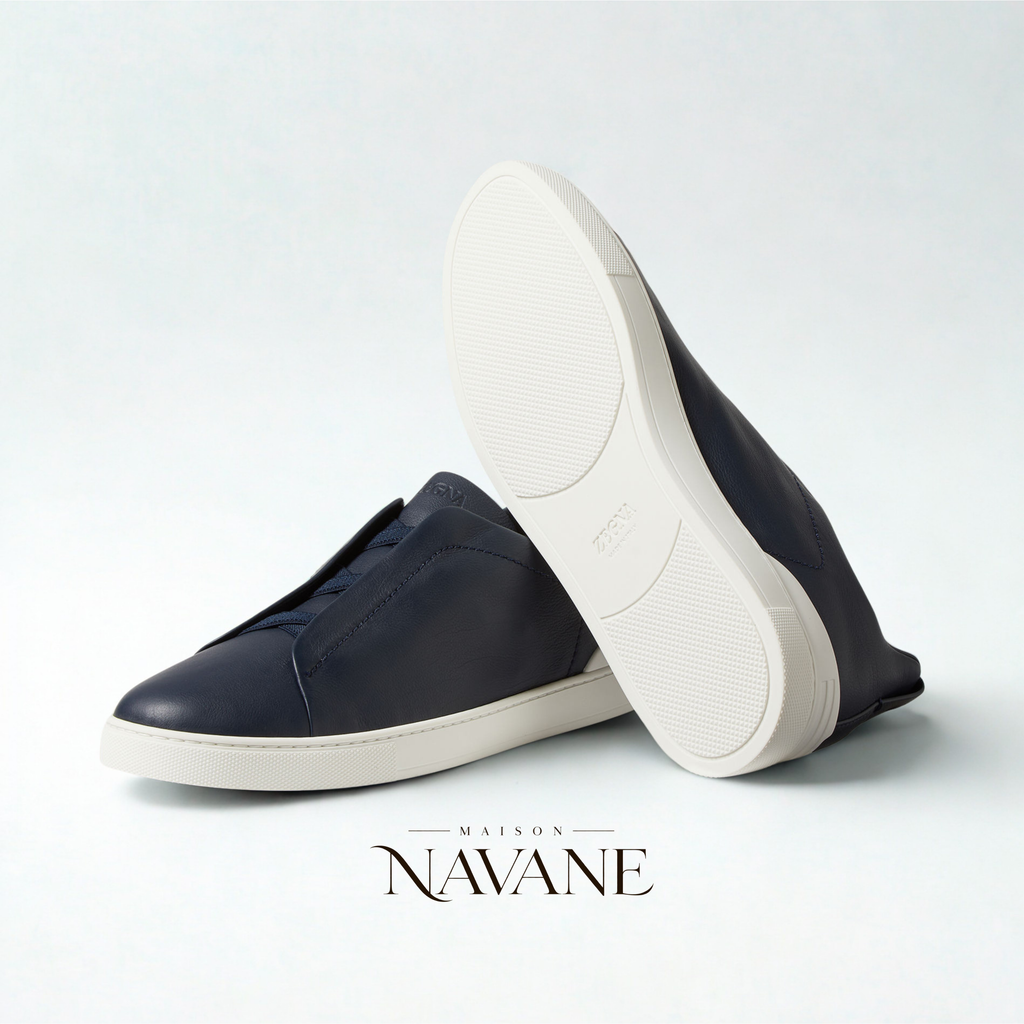Z. LA SNEAKER TRIPLE STITCH — CUIR SOUPLE & ÉLASTIQUES CROISÉS