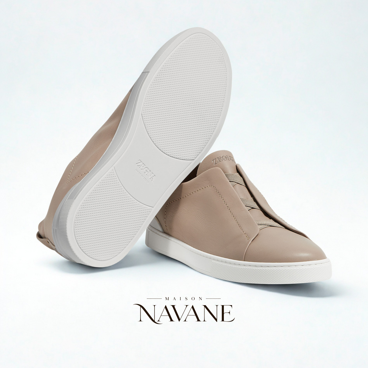 Z. LA SNEAKER TRIPLE STITCH — CUIR SOUPLE & ÉLASTIQUES CROISÉS