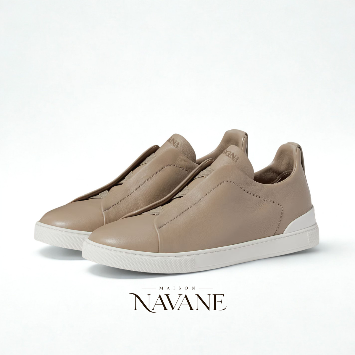 Z. LA SNEAKER TRIPLE STITCH — CUIR SOUPLE & ÉLASTIQUES CROISÉS