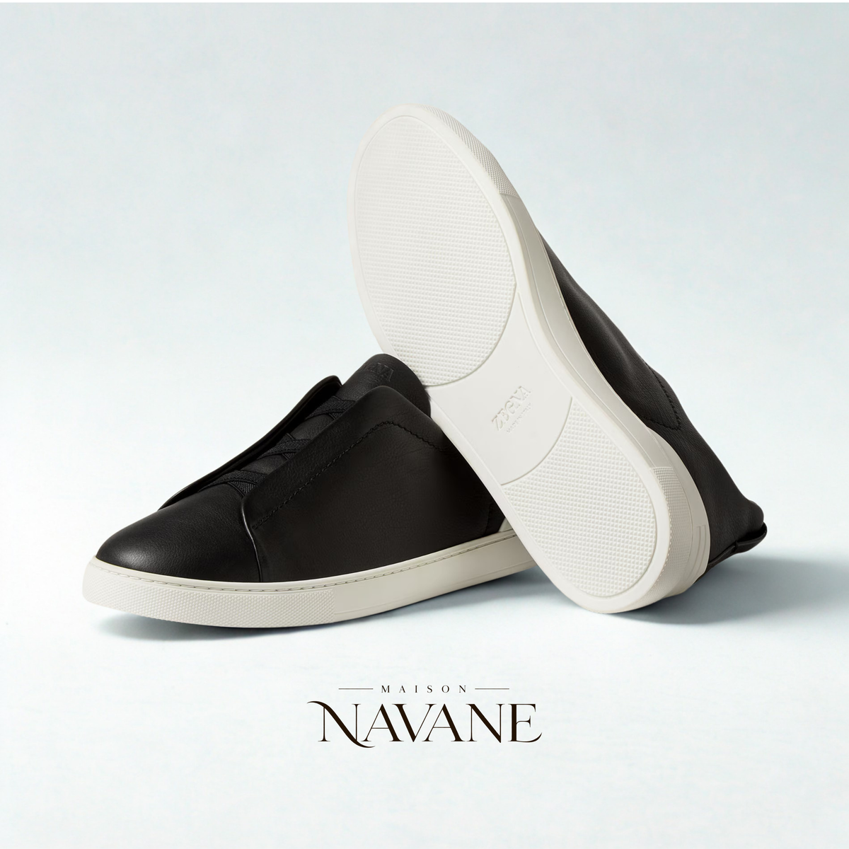 Z. LA SNEAKER TRIPLE STITCH — CUIR SOUPLE & ÉLASTIQUES CROISÉS