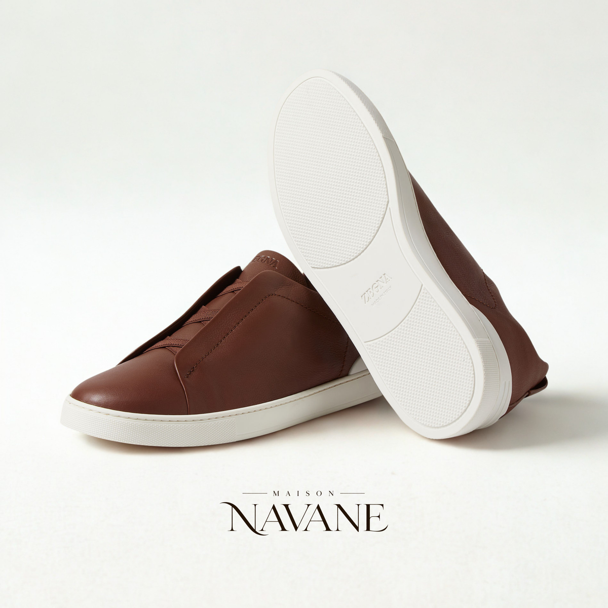Z. LA SNEAKER TRIPLE STITCH — CUIR SOUPLE & ÉLASTIQUES CROISÉS